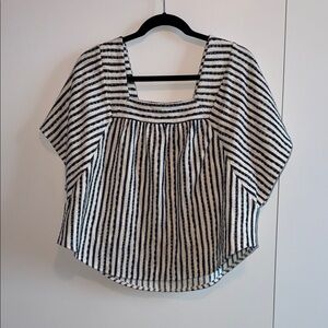 Madewell Navy and White Striped Blouse